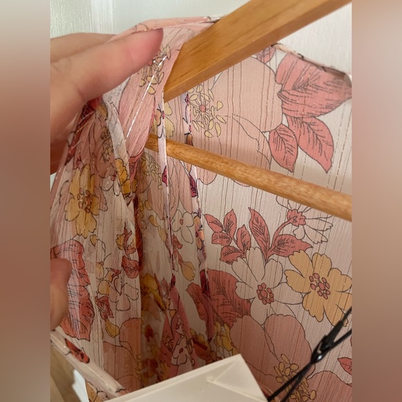 NWT VERONICA BEARD Cybil Mini Dress Silk Melon Pink Floral Long Sleeve Size 2 - Picture 13 of 13